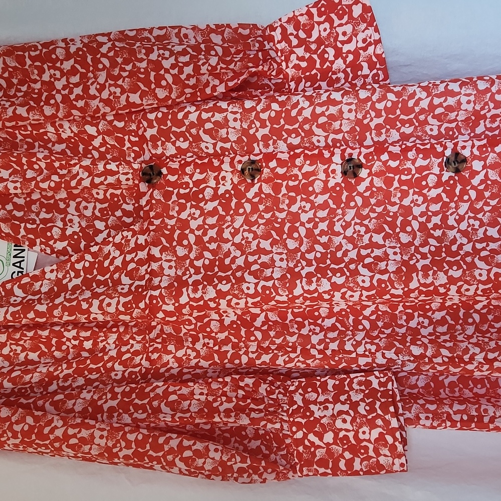 GANNI ORANGE FLORAL MIDI DRESS SZ 40 US 8 - Picture 3 of 12